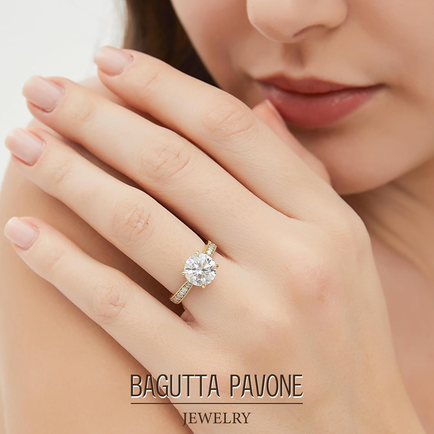 Round Moissanite Engagement Rings for Women, Women's 18K Yellow/White Gold Plated 925 Sterling Silver Engagement Ring Moissanite Promise Rings for Her,Wedding Band Ring 1.5/2/3/4/5CT. - Image 9