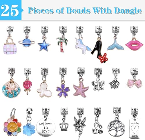 Miniatura 10 de AIPRIDY Kit de fabricación de pulseras con dijes, juego de regalos de unicornio sirena que puede inspirar imaginación y creatividad, kit de