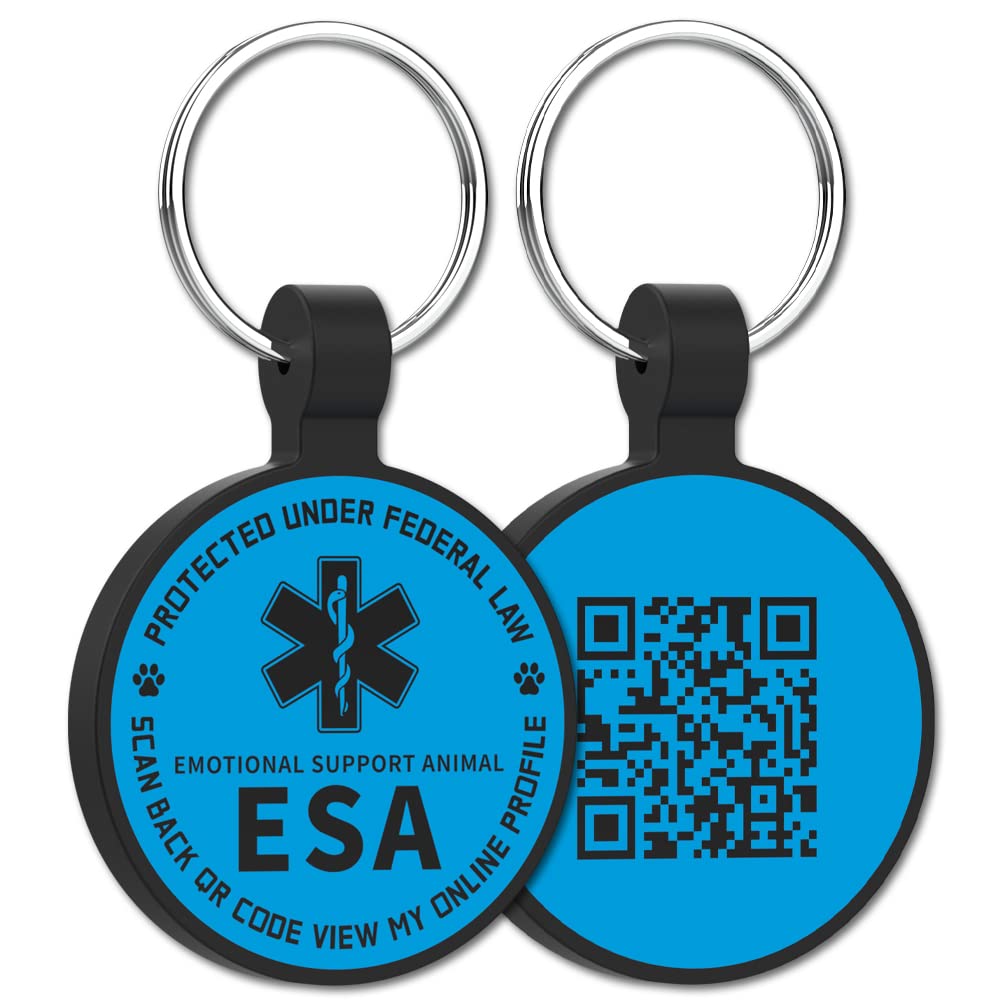 MYLUCKYTAG QR Code ESA Emotional Support Dog ID Tag - Pet Online Profile - Scan QR Receive Instant Pet Location Alert Email