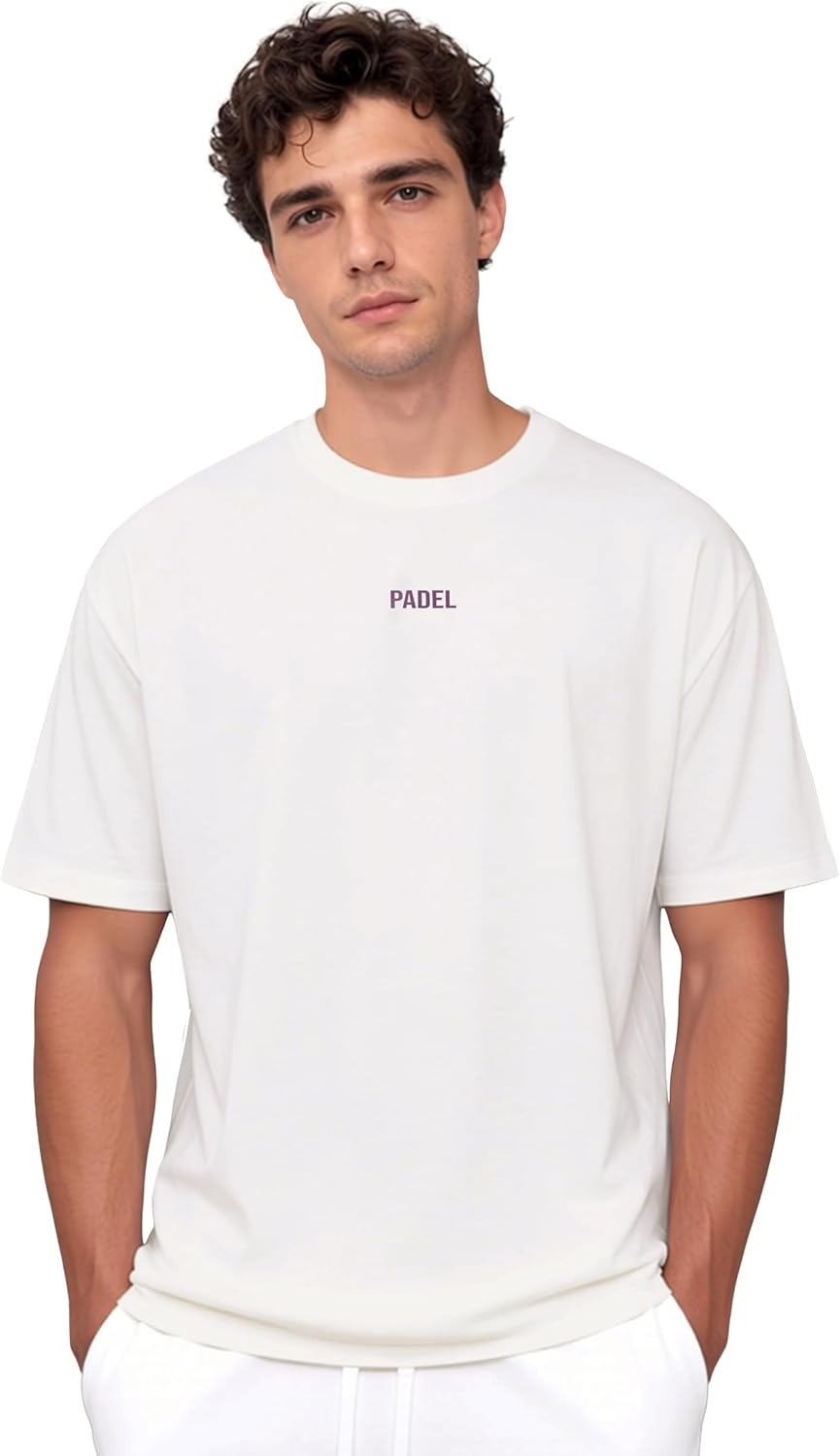 KlothoMAIA Men’s Padel Tennis Sport Graphic T-Shirt,Oversize,Cotton Fabric
