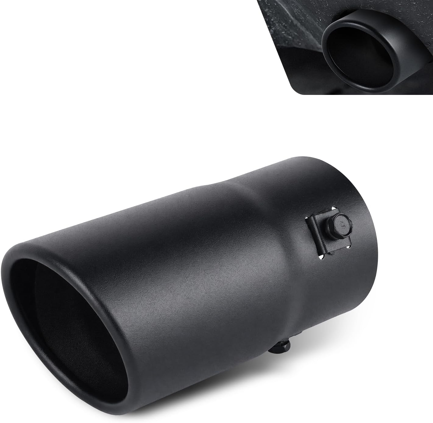Stainless Steel Car Exhaust Tip, Adjustable 2.75"-3" Car Exhaust Tail Muffler Tip Pipe, Heavy-Duty Angle Cut Polished Black Coated Auto Exhausts Pipes, Universal for Most Vehicles (Black)