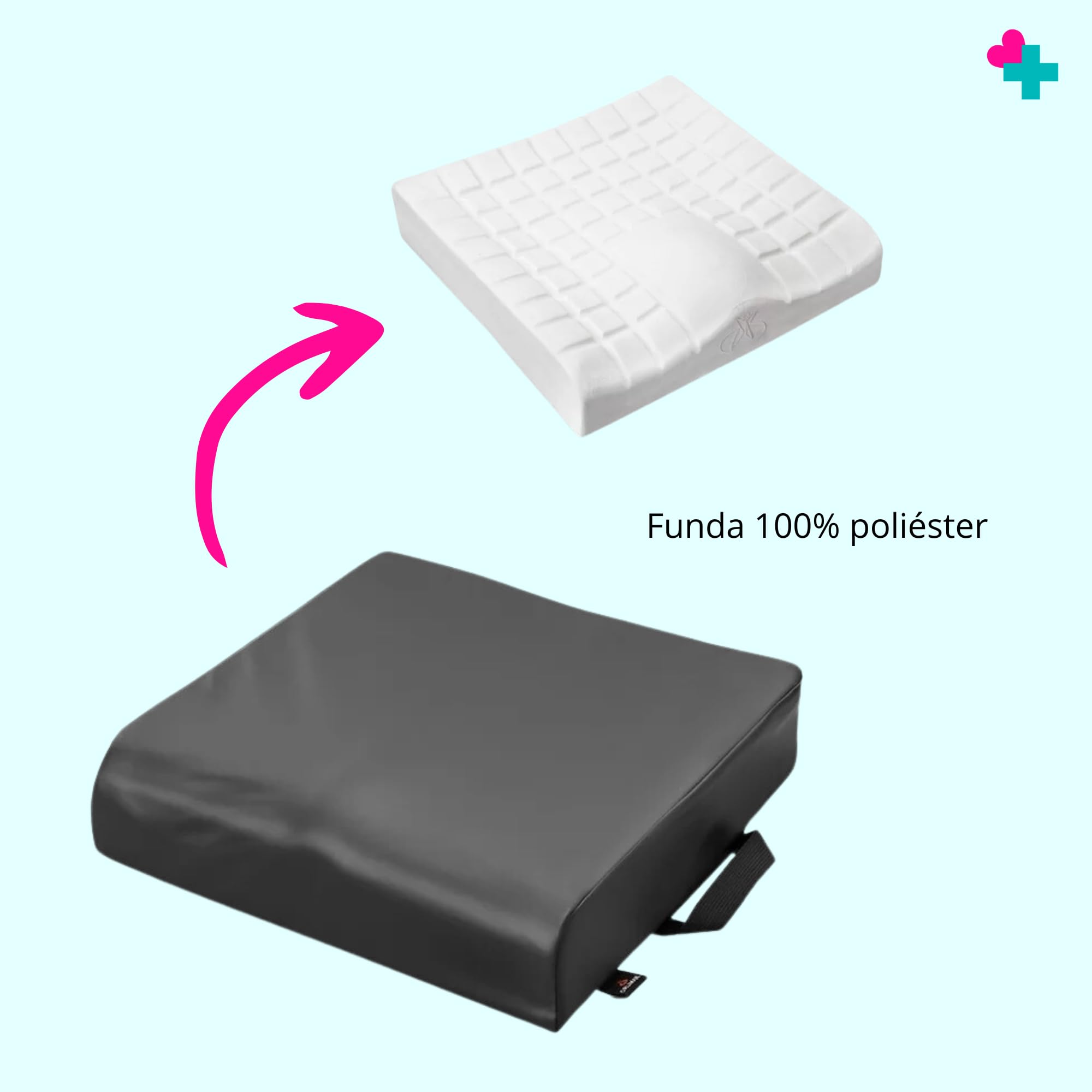 Cojín Antiescaras Viscoelástico para Silla de Ruedas 42x42x8 cm | Cojín Ortopédico con Espuma de Memoria y Funda Impermeable | Alivio de Presión para Personas Mayores y Movilidad Reducida