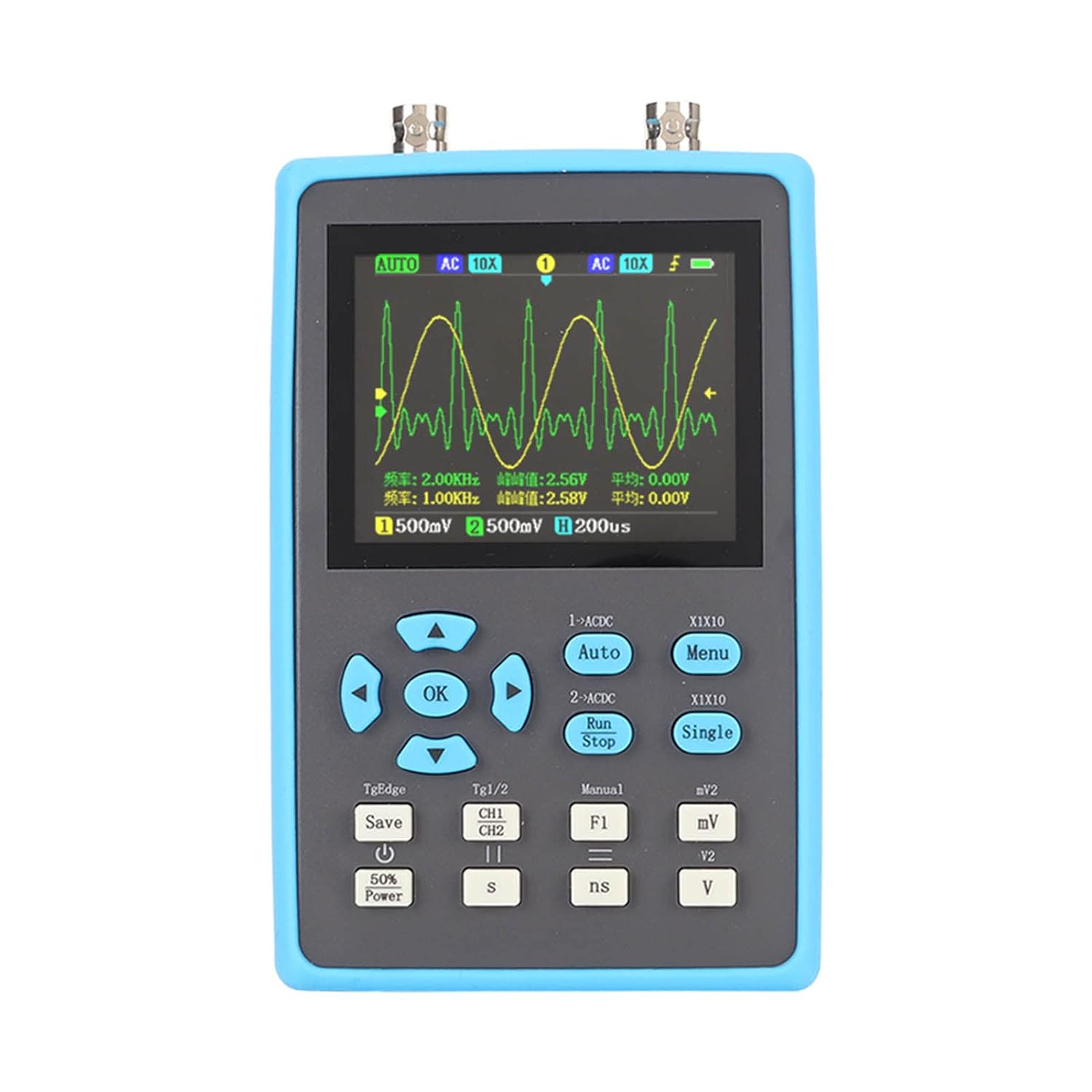 Handheld Oscilloscope, 2 Channels 120MHz Bandwidth 500MSa/s Sampling Rate Oscilloscope, Pocket