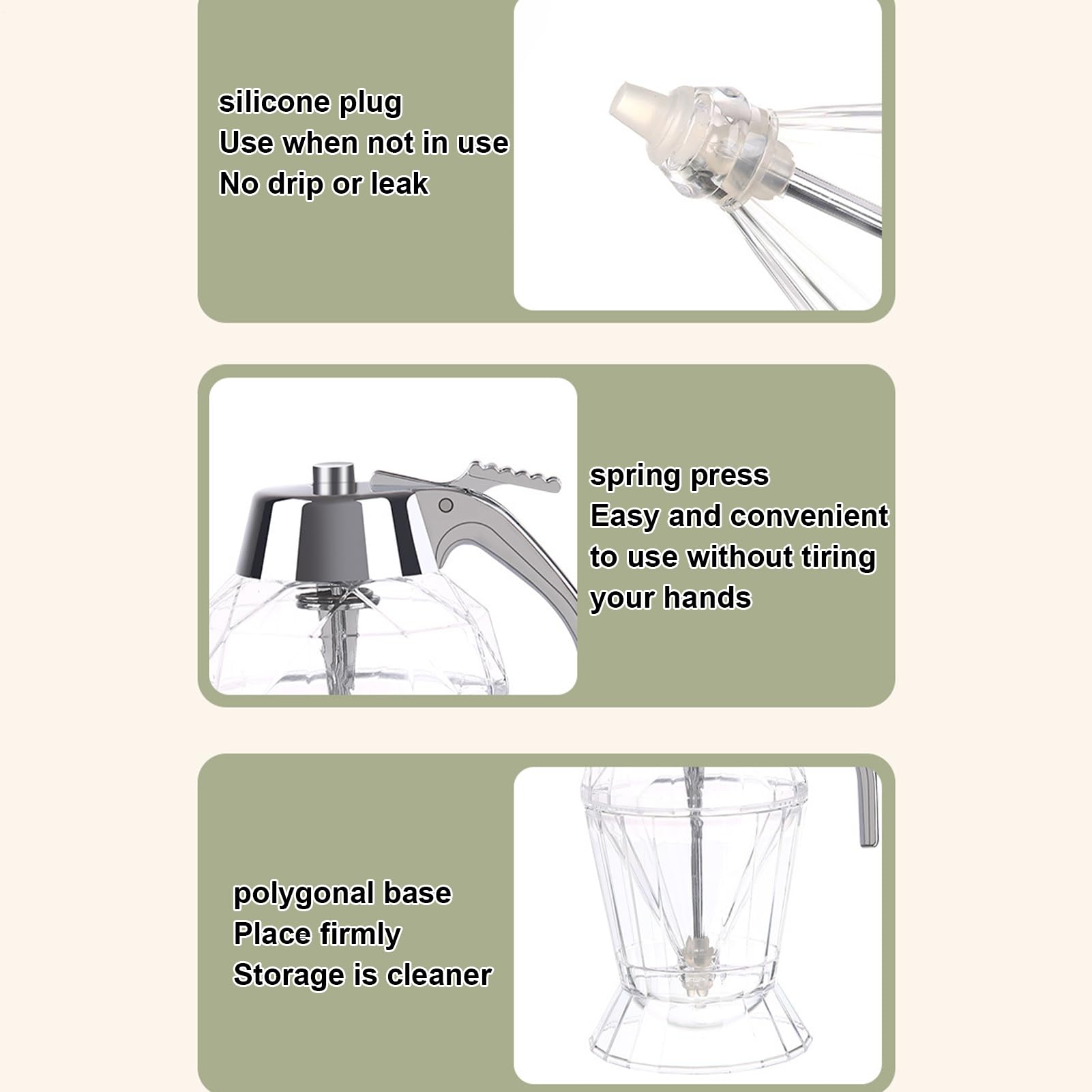Dispenser di miele, contenitore per sciroppo, contenitore per sciroppi d'acero, spingere il coperchio con supporto, 8 oz per olio di spezie, bottiglia da cucina riutilizzabile per caffè e tè