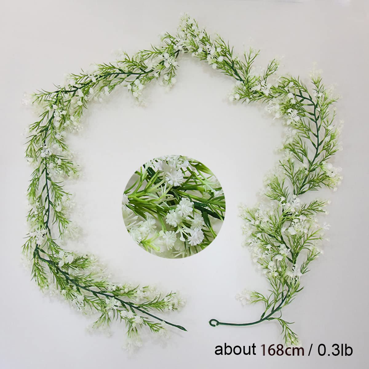 SAING S A I N G Gypsophila Artificial Flowers Garland 5.5Ft Faux Baby Breath Flowers Vine Real Touch Hanging for Wedding Arch Party Home Decor DIY (White) - Image 4
