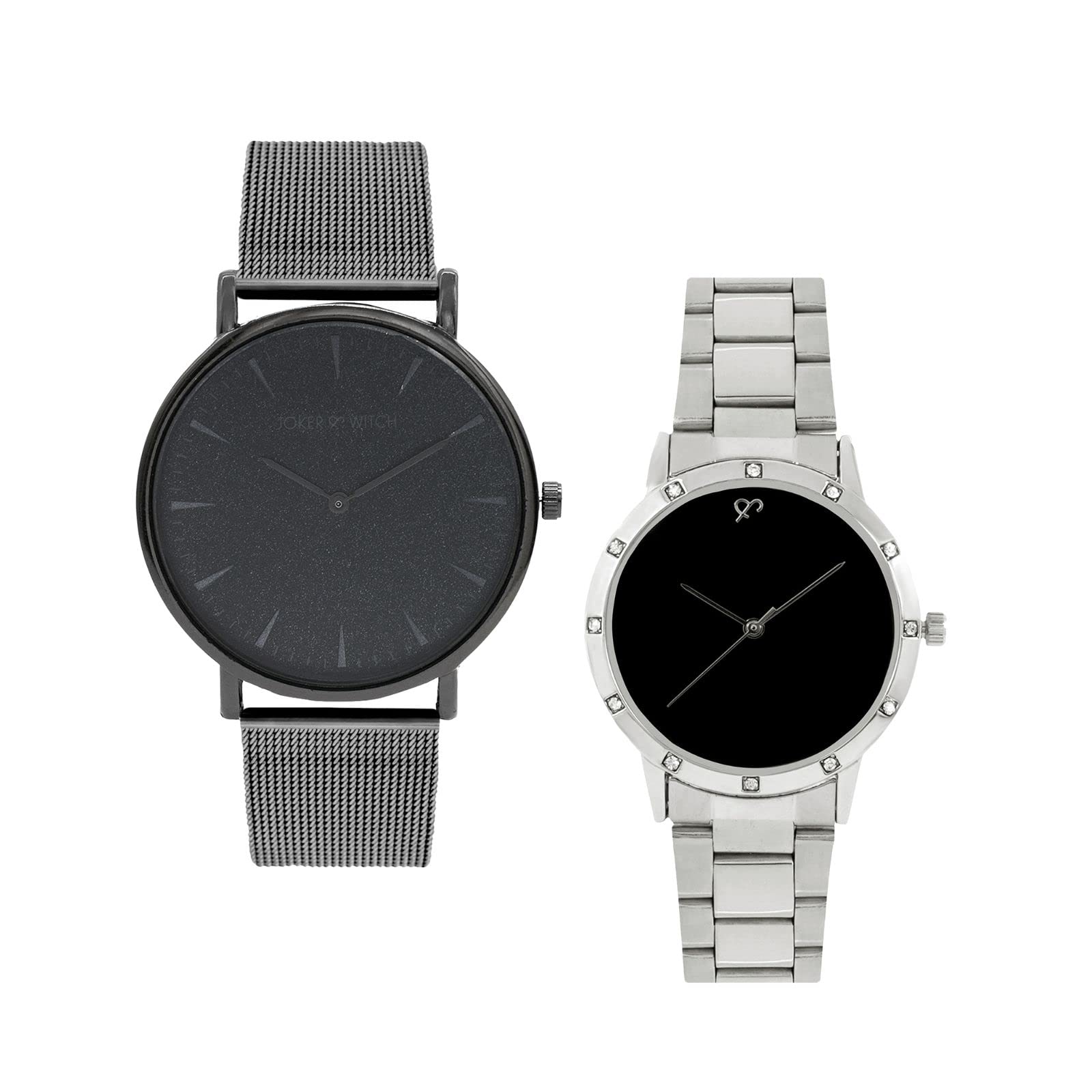 Joker & Witch Stainless Steel Frida & Diego Couple Analogue Watches, Black Dial, Gray Band (B0BVB534LW) Amazon Price History, Amazon Price Tracker