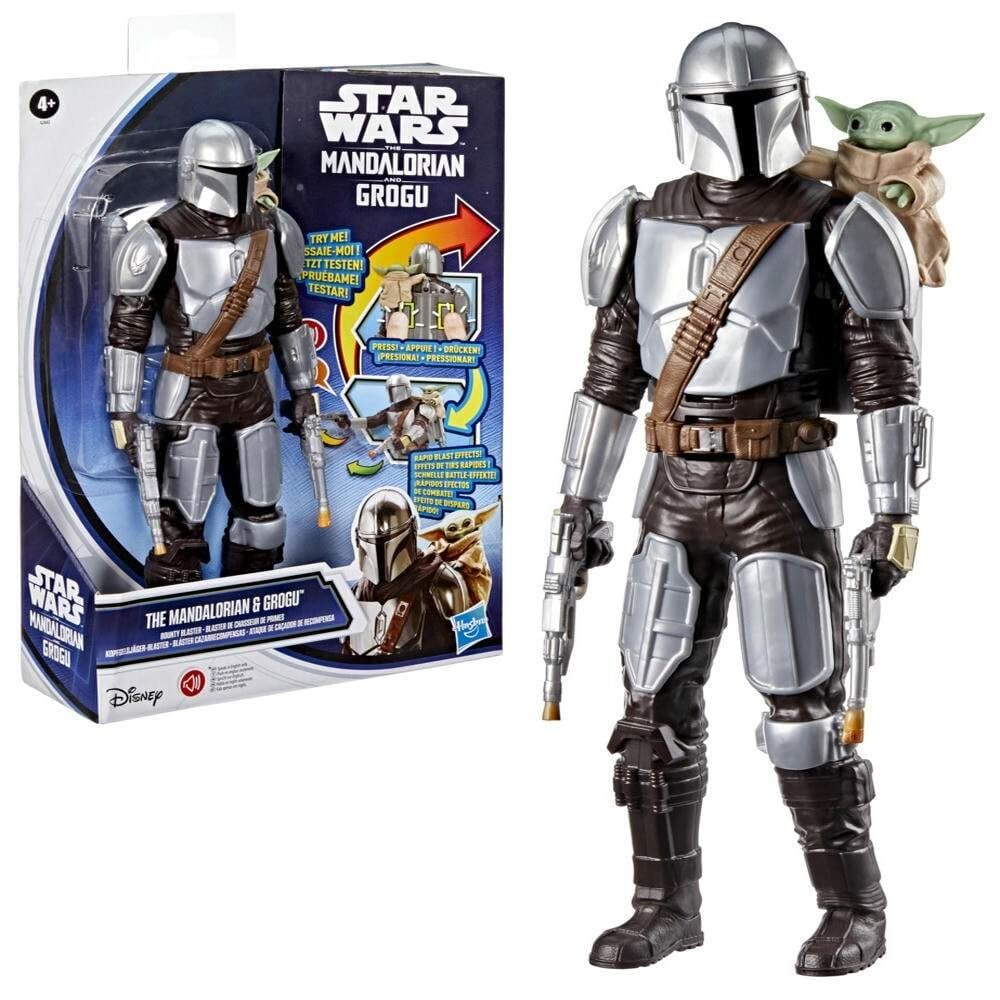 Star Wars The Mandalorian & Grogu, Bláster cazarrecompensas, Figura de acción de 28 cm con Efectos de Sonido, Juguetes interactivos para niños y niñas, Edad: 4+
