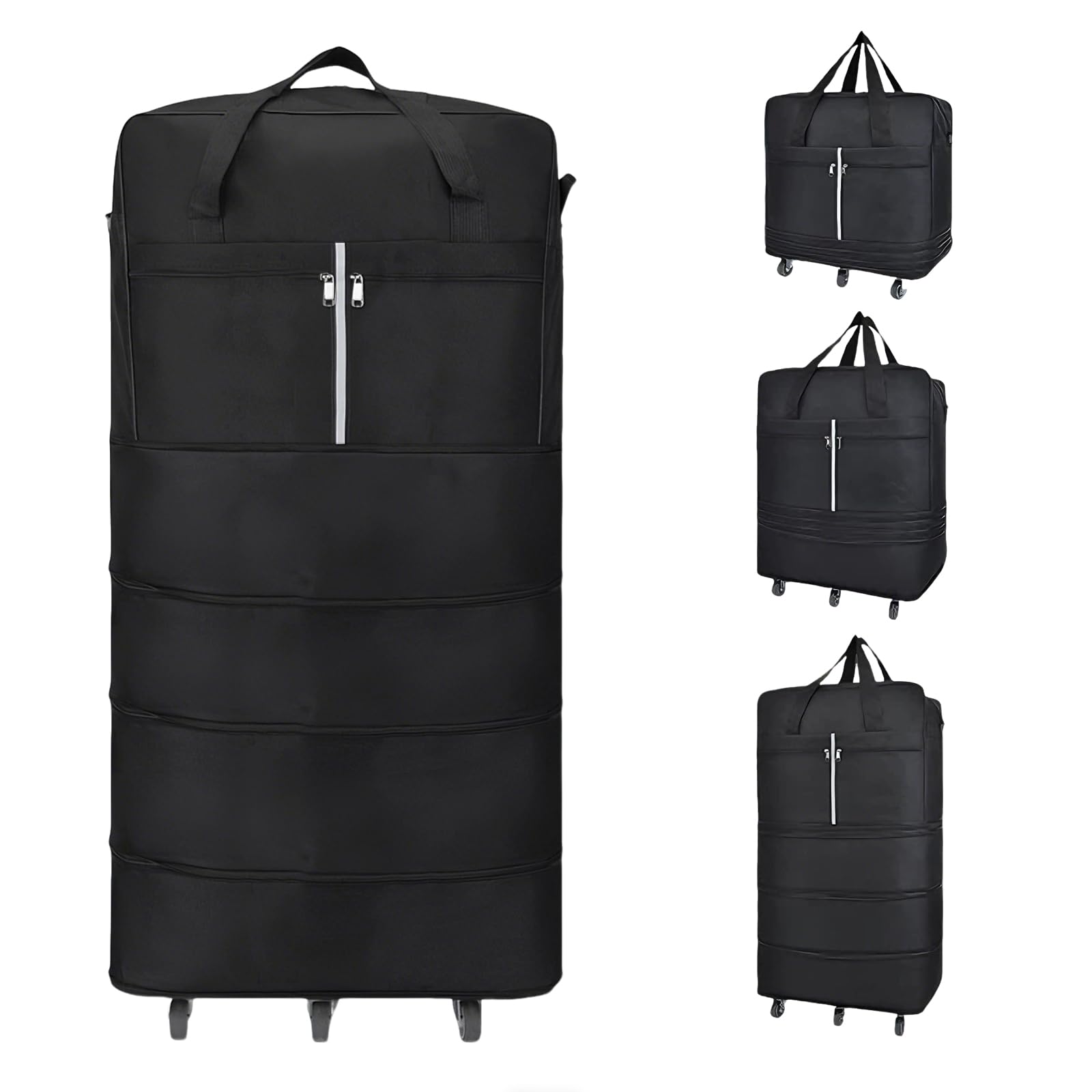 Sac de Voyage Pliable à roulettes, 110cm Extensible Sac Voyage Grande Taille avec roulettes et Bandoulière, Rangement pour Homme Femme 110 x 52 x 30 cm