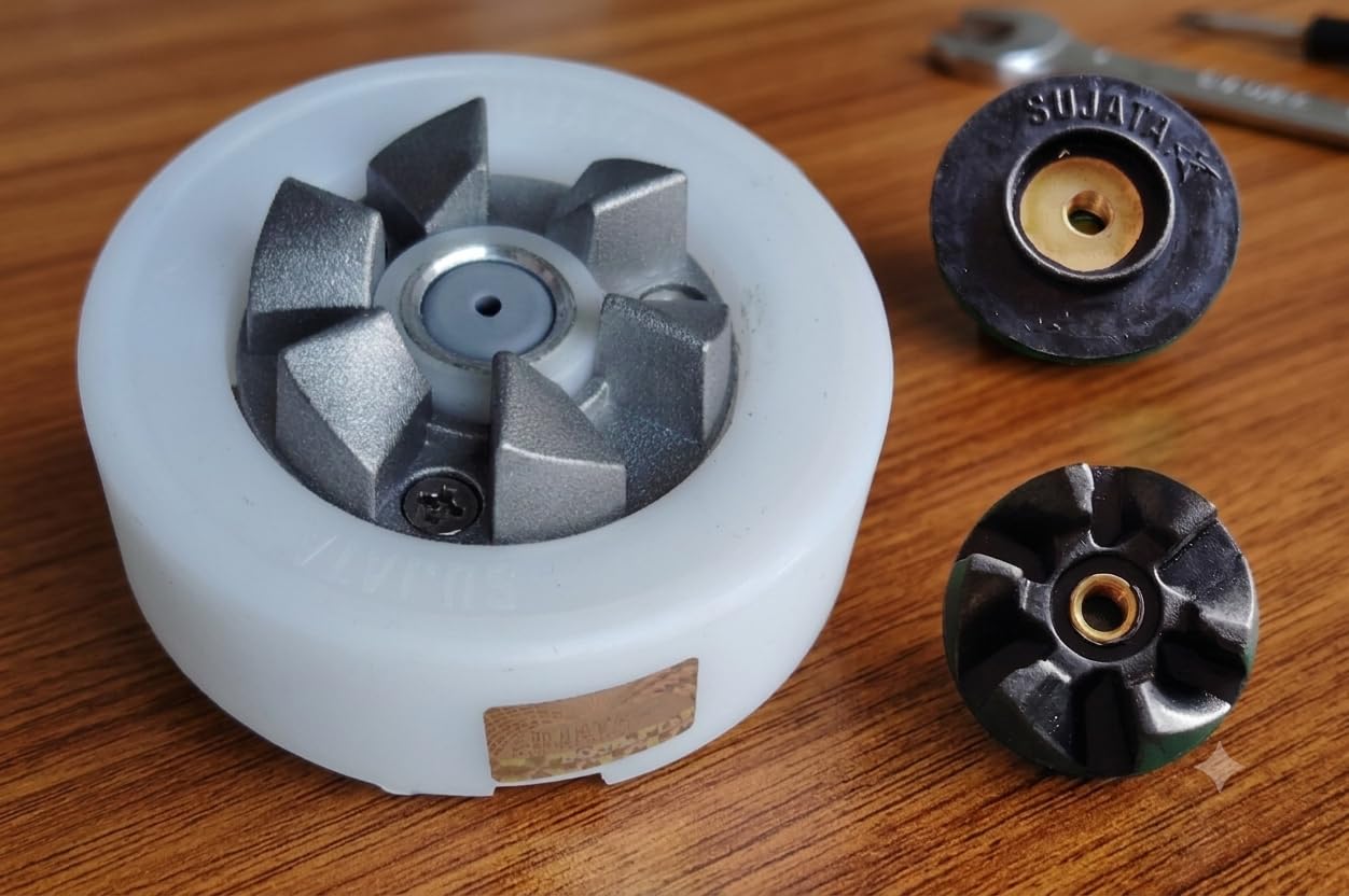 HAPPY HOME Enterprises Mixer Motor Coupler + 2 Pcs. Copling Compatible For "SUJATA" Replacement Parts [ White 1U Motor Coupler + 2 Copling ].-picture-29