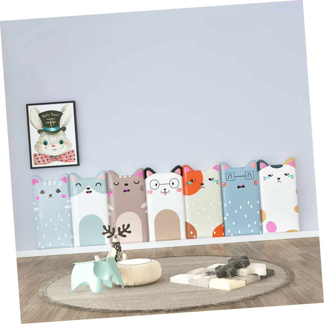 jojofuny Adesivi Murali Imbottiti Per Cameretta Bambini 3D Gatti Animali Decorazioni Parete Morbide Autoadesive Set 2 Pezzi 19.69X9.84X0.59In Per Asili Sale Giochi