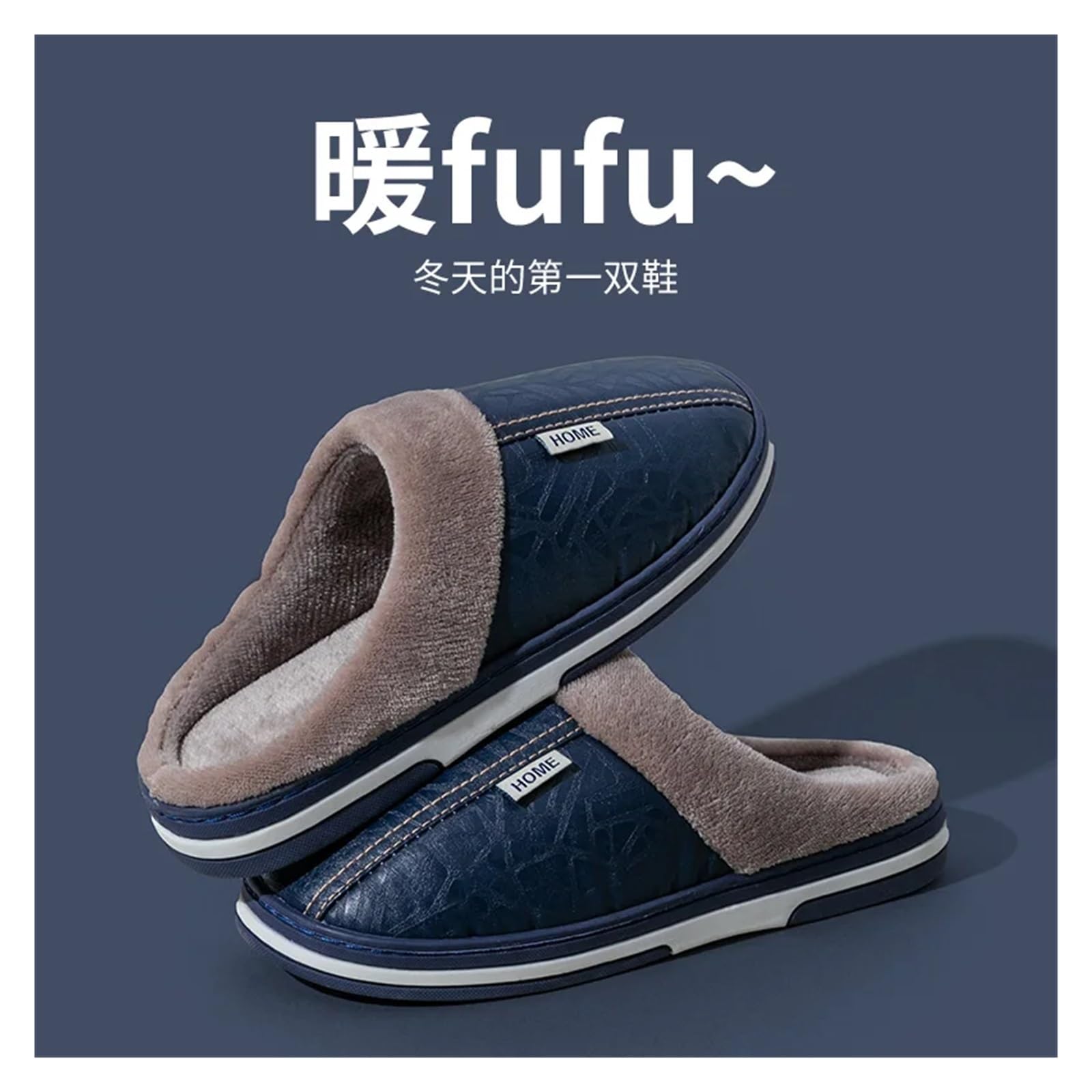 Pantofole da uomo Ciabatte da uomo invernali grandi taglie interno casa scarpe di cotone pelliccia basse camera letto pantofole