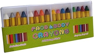 Amosfun 1 Conjunto De 16 Giz De Cera Para Pintura Facial Giz De Cera Para Adultos Giz De Cera Para Kit De Rosto Terno Conjuntos De Maquiagem Giz De Cera Canetas De Giz De Cera