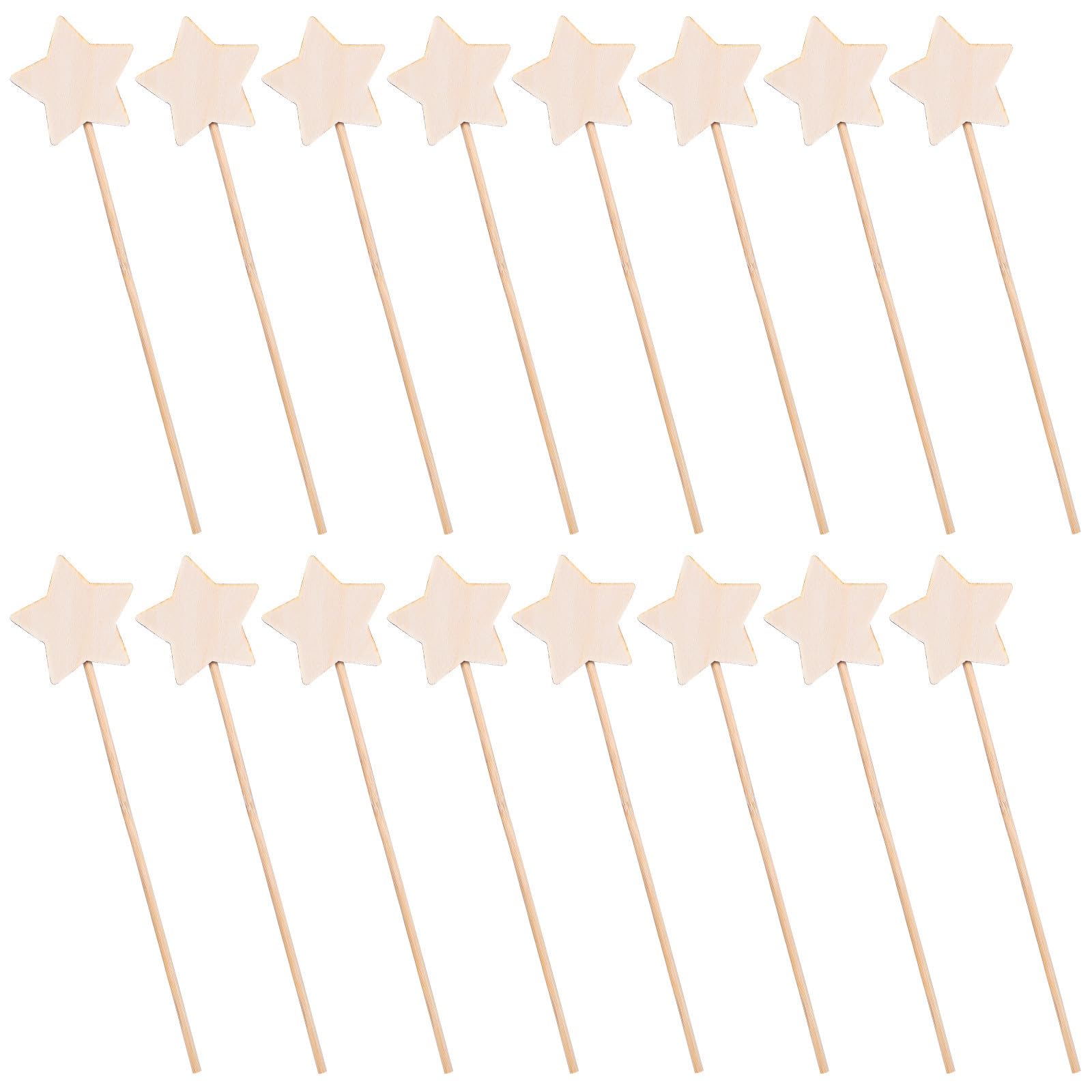 COHEALI 20pcs Wooden Star Shaped Fairy Wands Craft Kit, Portable Beige Wooden Wands to Stimulate Creativity and Imagination, for Princess Parties and Classroom Activities