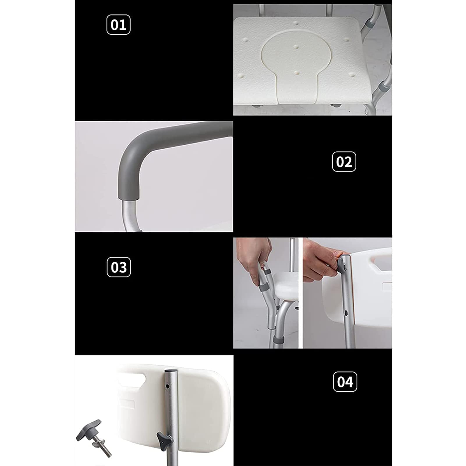 Sgabelli, sedie da Doccia per Anziani con braccioli e Schienale, ausili a Forma di U Altamente Regolabili, per Anziani, disabili, accessibili, per Doccia, Bagno, Sgabello Resistente, Sollevatore