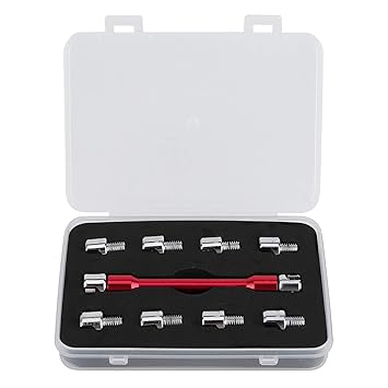 aqxreight - Spoke Spanner Wrench, Adjustable Aluminum and Iron 10 Sizes Interchangeable Spoke Nipples with Package Case(Red)