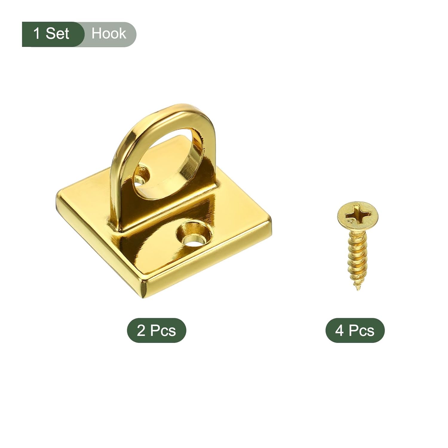YOKIVE 2 Pcs Pad Eye Plate U Hooks, Metal Wall Mount Loop with Screws, Connect Rope Barriers, for Mounting Queue, Golden