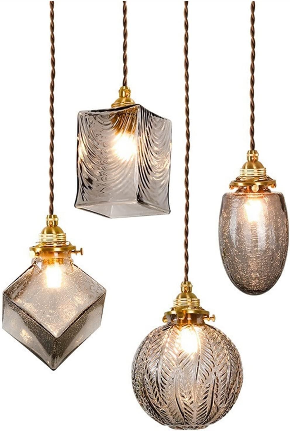 Lustre en cristal et verre de style japonais en cuivre pour salon