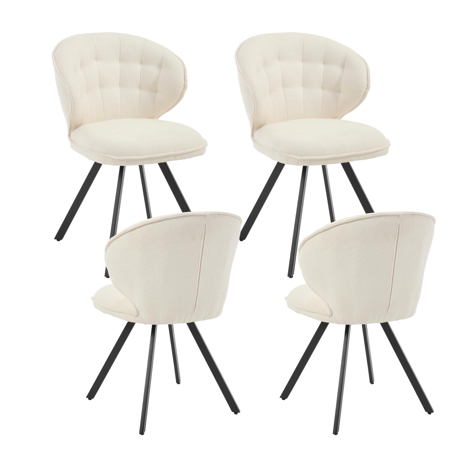 chairus Dining Chairs Set of 4, Modern Chenille Fabric Kitchen Chair, White