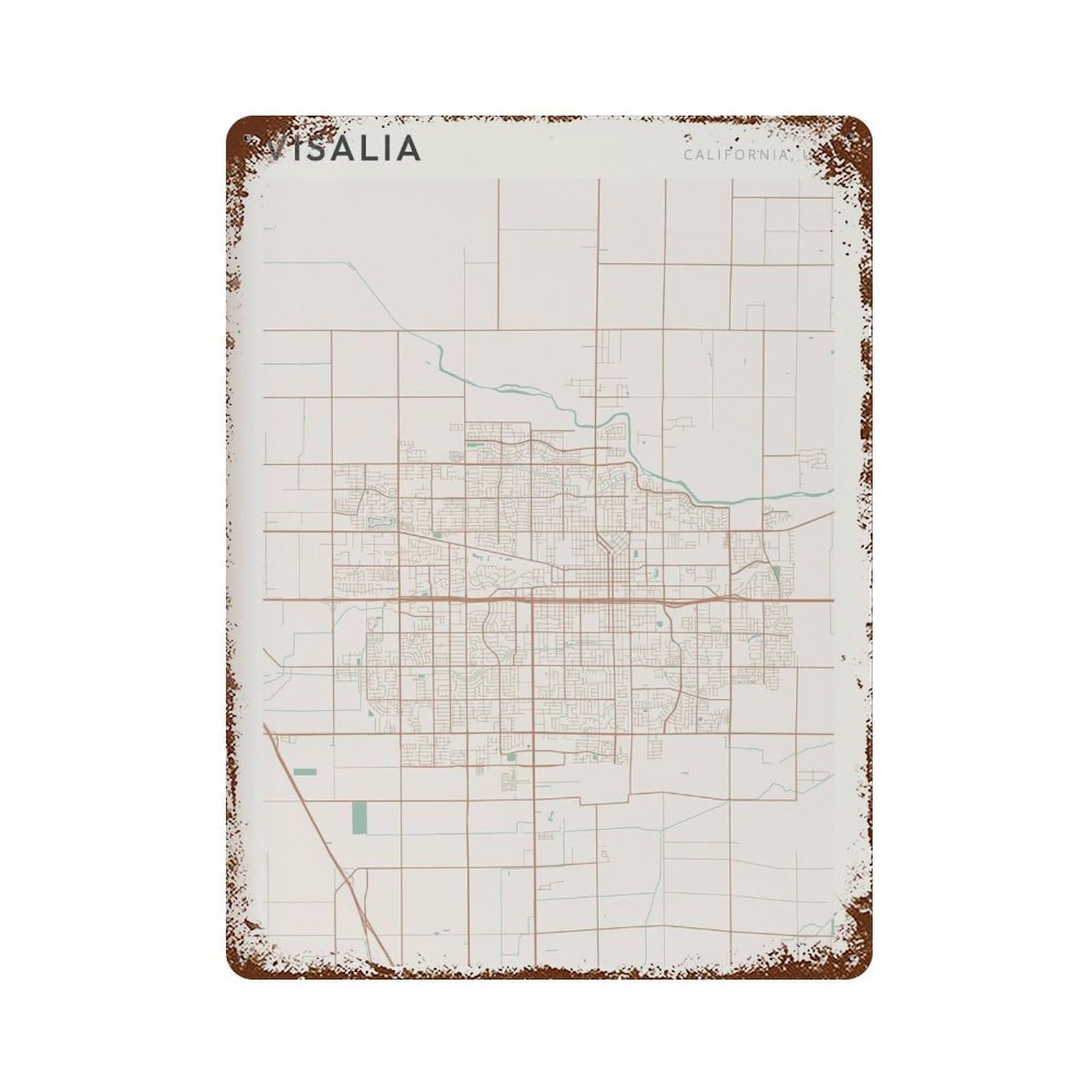 xiaoxiaoshen Visalia Map California Travel Gift Minimalist Wall Decor Art Metal Tin Poster Modern Home Decor Art Home Bar Shop Decorations Vintage Sign 40x30cm