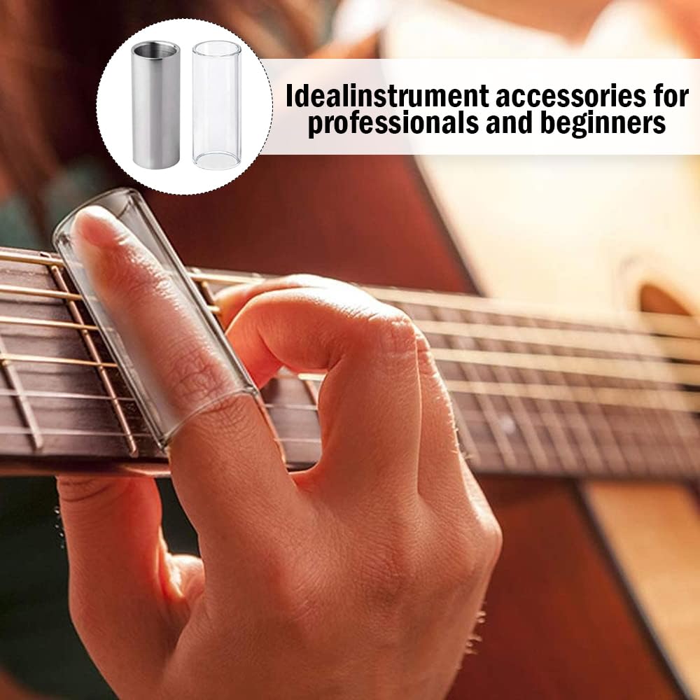 Glass Slide 2 Pieces Stainless Steel Slide Finger and Knuckle Slide Guitar Slide Guitar Slides for Electric Guitar,Guitar & Gear Accessories (6cm) - Image 2