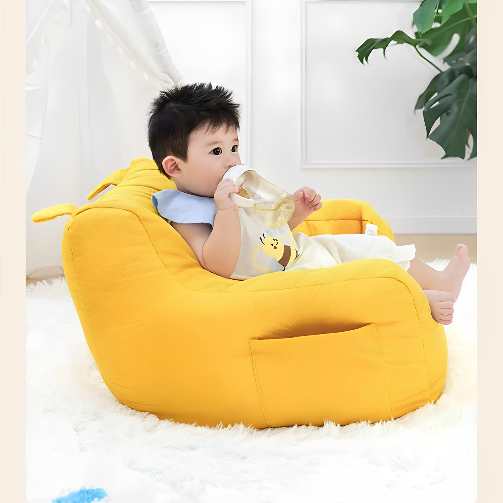 Sitzsack-Stuhl Lazy Sofa Sitzsack Stuhl Kleines Lesen Rückenlehne Schlafzimmer(Weiß)