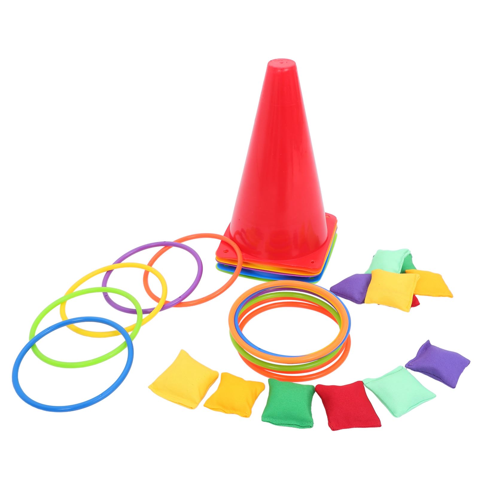Set Giochi Lancio Anelli per Bambini 31 Pezzi Plastico | Bordi Arrotondati, per Scuola e Riunioni Familiari, Design Visibile, Cloth Incluso Colore Casuale