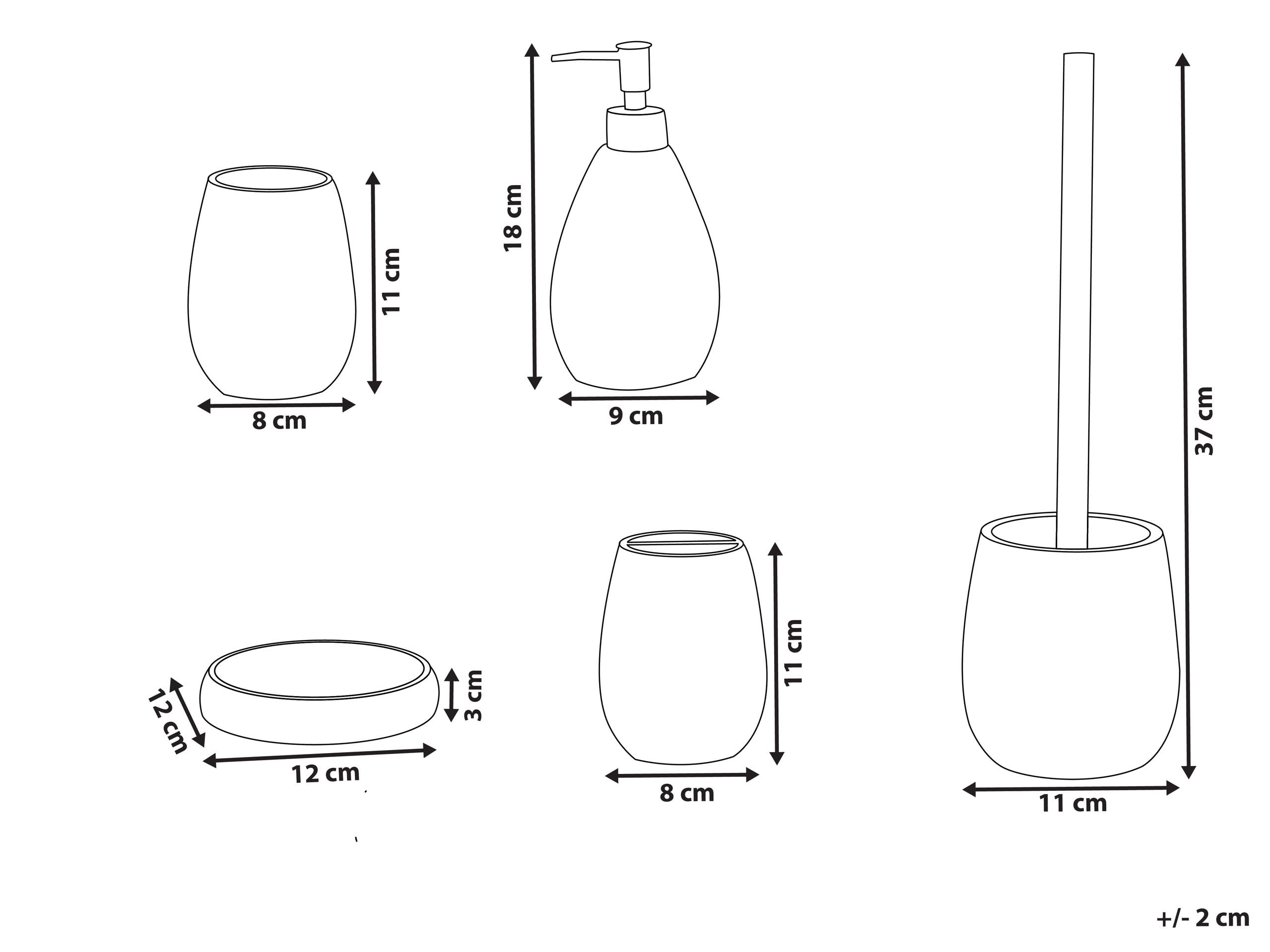 Conjunto de Accesorios de baño jabonera dispensador de jabón escobilla de Inodoro Vaso Soporte para cepillos de Dientes Beige Claro Quila
