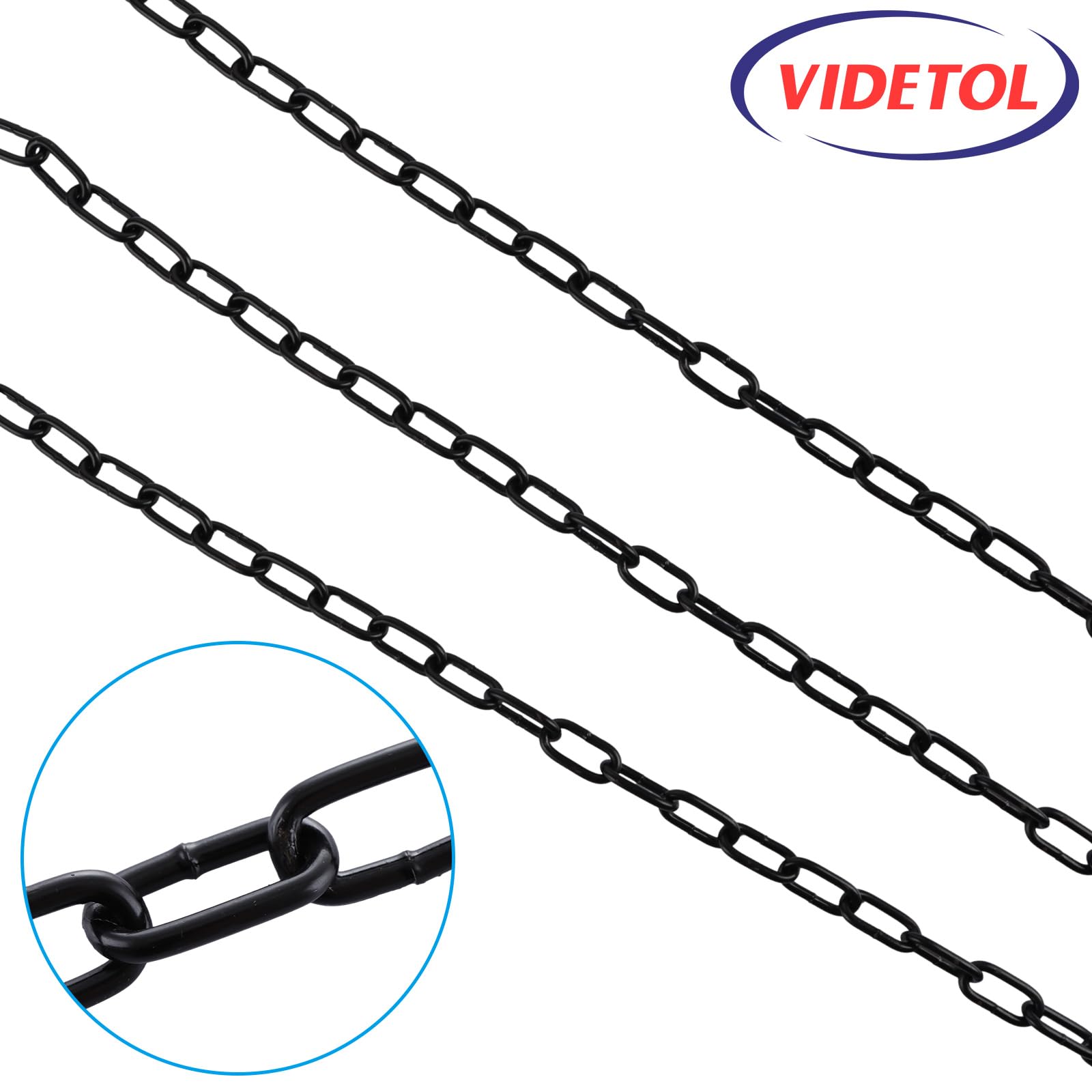 Catena in acciaio inox 304, lunghezza 9 m, maglie da 4 mm, in acciaio zincato nero saldato, per cancelli di recinzione, porte del garage, catene a battente e serratura di sicurezza per