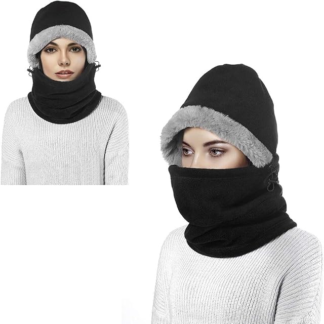 Enkarl Fleece Balaclava, Unisex Balaclava Thermal, Windproof Winter Outdoor Sports Face Mask Hood Headgear Masks Neck Warmer for Men and Women Ski Running Cycling