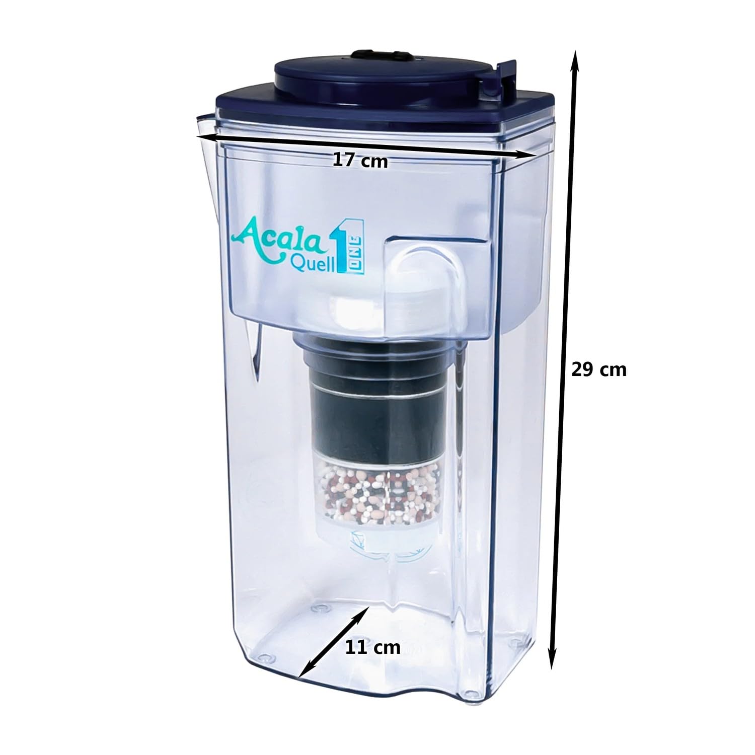 Wasserfilter AcalaQuell® One | Dunkelblau | Aktivkohle Wasserfilter | Höchste Filterleistung - mehrschichtig | BPA u. BPB frei | ReNaWa® - Technology | Kreiert köstliches, wohltuendes Wasser