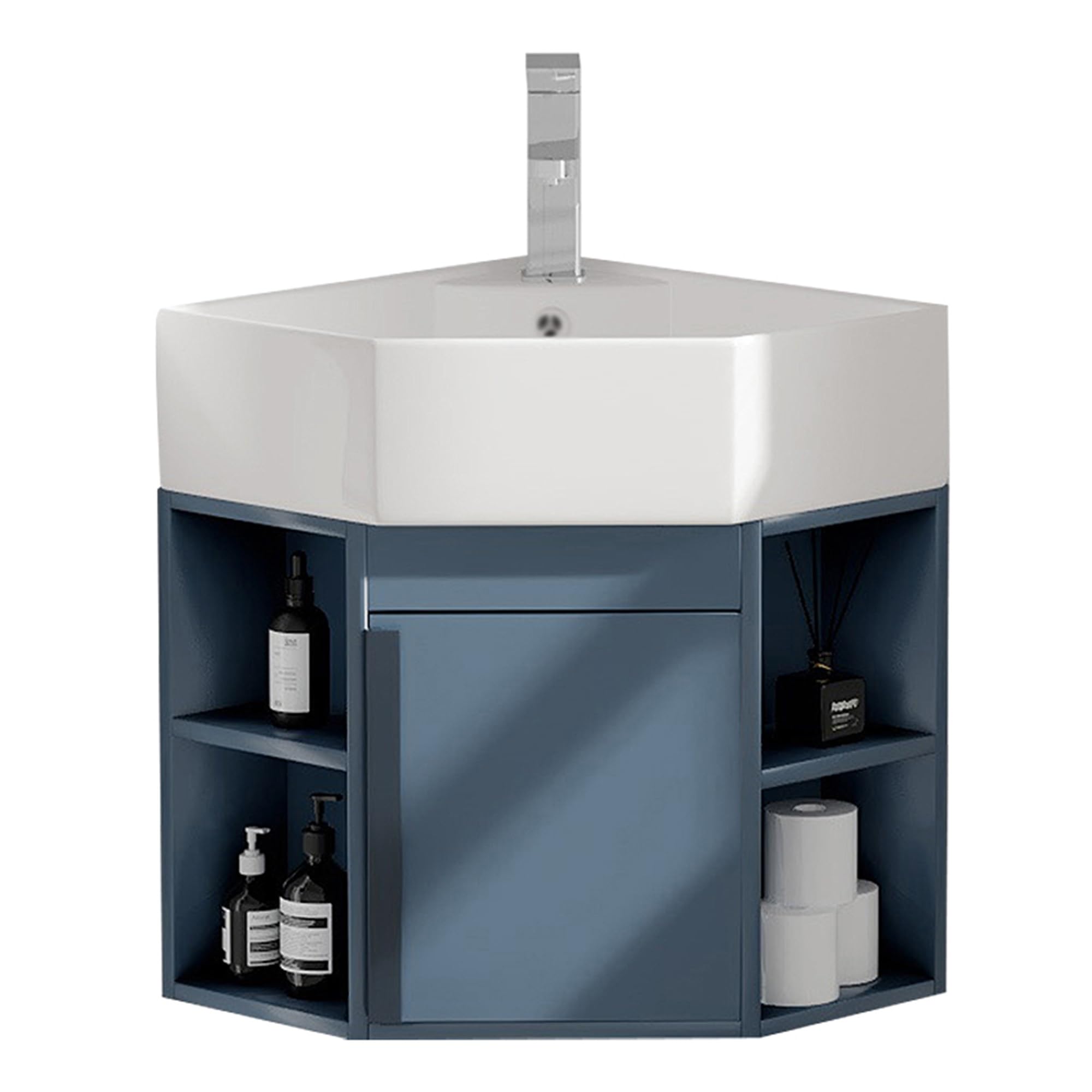 Mobile Bagno con Lavabo Lavandino Bagno con Mobiletto Mobili Bagno Sospesi con Lavabo da Appoggio con Rubinetto Freddo E Caldo(40cm/15.74in)