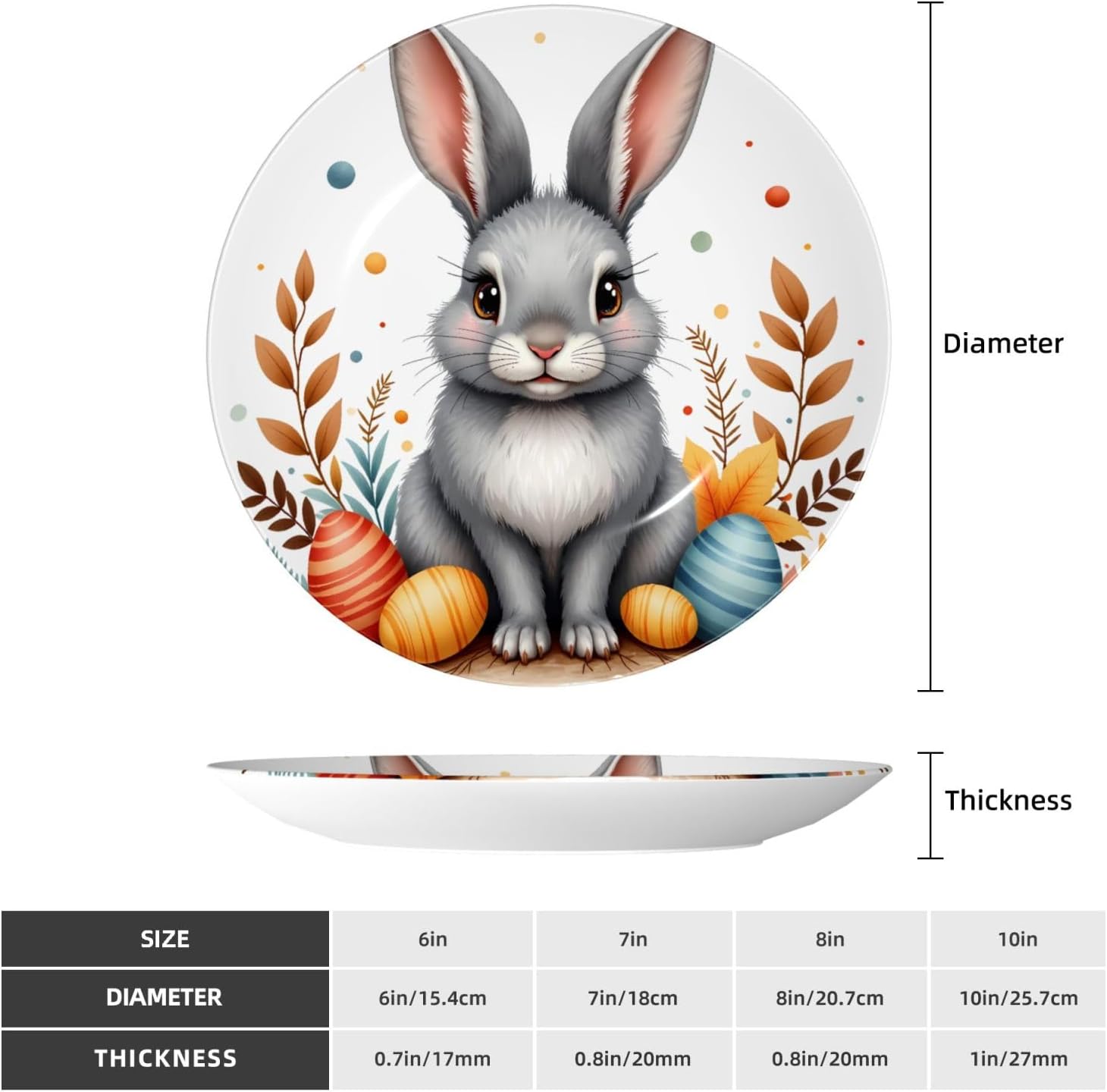 Easter Theme Style Ceramic Plate Display Decorative Plate With Stand Wall Hanging Plate For Home Decor 10 Inch