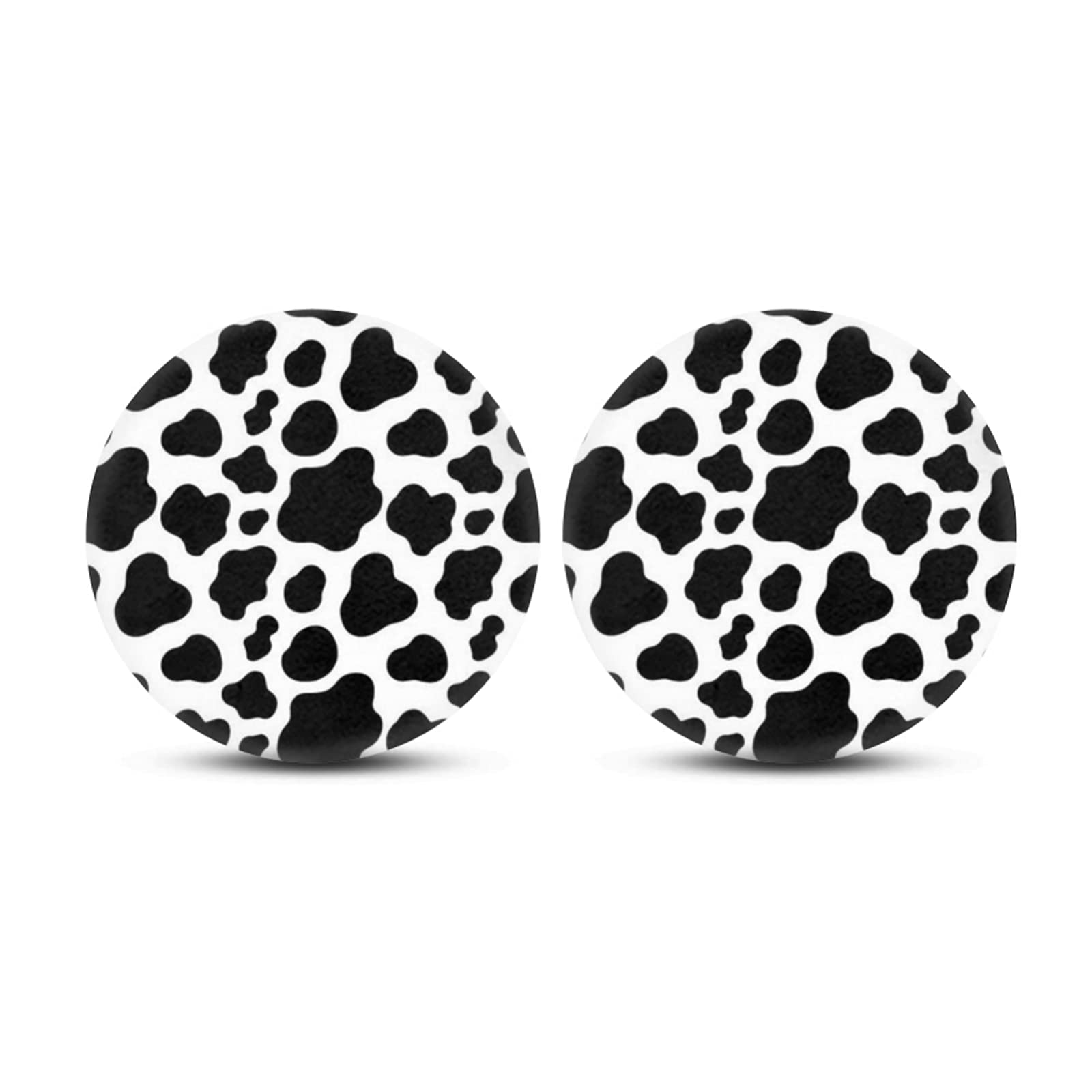Pizding Coasters for Cars Interior Accessories Absorbent Mat Set of 2 Pack Car Cup Holder Universal for Most Vehicles Print Cow Black White