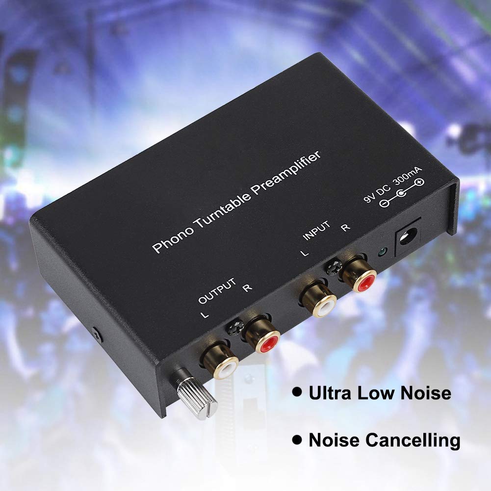 ASHATA Preamplificatore Phono, Preamplificatore Phono Stereo a Doppio Canale, Preamplificatore per Giradischi Riduzione del Rumore Preamplificatore Stereo Hi-Fi Presa EU(EU)
