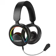 LOBKIN Open Ear Headphones, Bluetooth 6.0 Wireless Headset with Detachable Mic, Adjustable RGB Lights, Voice Assistant Comfortable Breathable Safe Lightweight Over Ear Headphones for Working Gaming