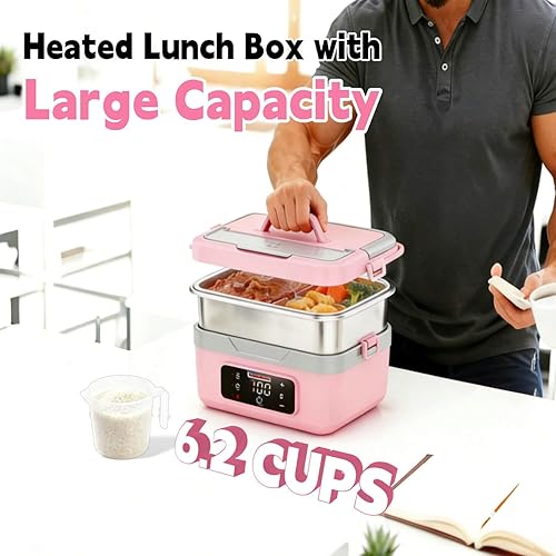 Miniatura 6 de Lonchera térmica - Calentador de alimentos portátil para el trabajo, lonchera eléctrica inalámbrica para adultos y hombres, lonchera calentable