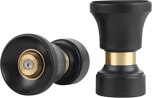 Boquilla de manguera Lichamp - Paquete de 2 rociadores de agua de jardín de latón resistente estilo bombero de alta potencia, a prueba de fugas,