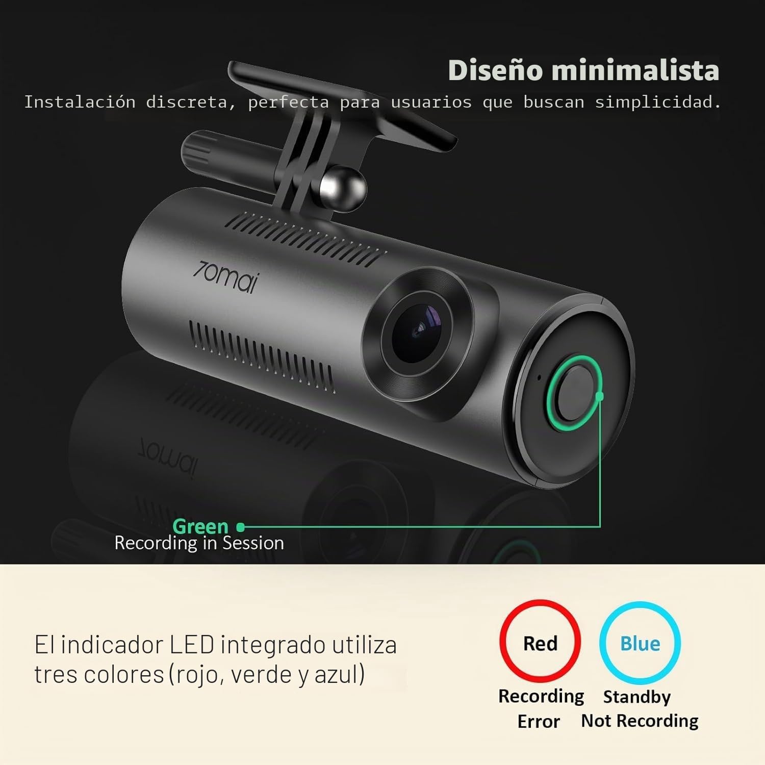70mai Dash Cam M310, cámara de salpicadero para coches 1296P QHD, cámara de salpicadero inteligente frontal integrada con WiFi, gran angular de 130°, WDR, visión nocturna, grabación en bucle, monitor