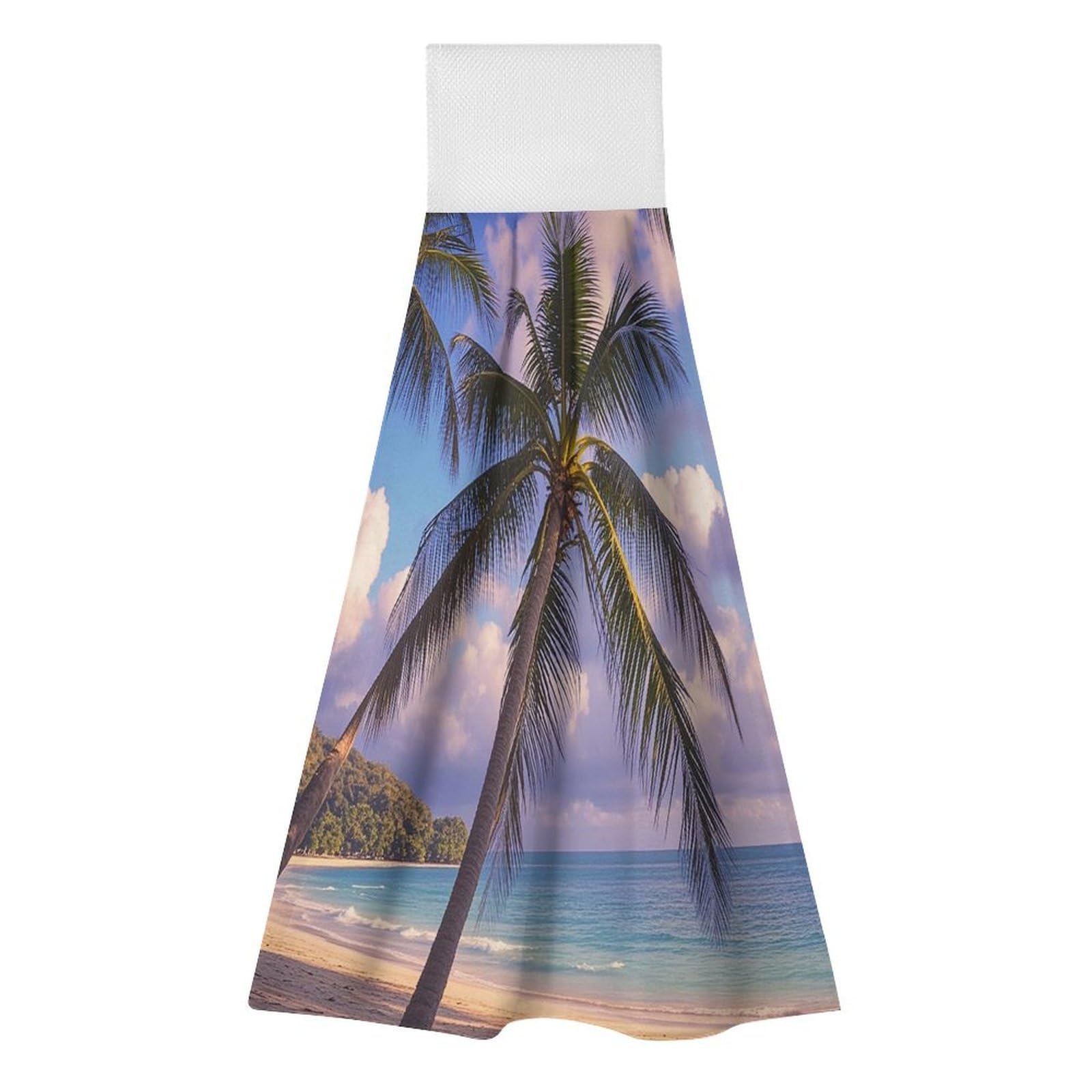 Toallas de cocina colgantes de palmera tropical, juego de 2 toallas de mano súper absorbentes
