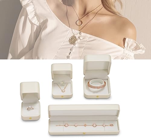 Miniatura 3 de Oirlv Caja de regalo de collar de cuero de primera calidad, cajas de collar blancas para regalo de joyería, caja colgante interior de terciopelo