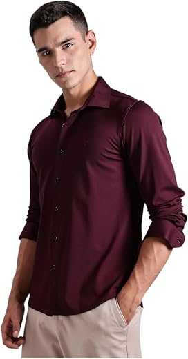 Thomas Scott Men's | Tencel Fabric | Solid | 4 Way Stretchable | Lightweight | Moisture Absorb | Wrinkle Free | Shirt