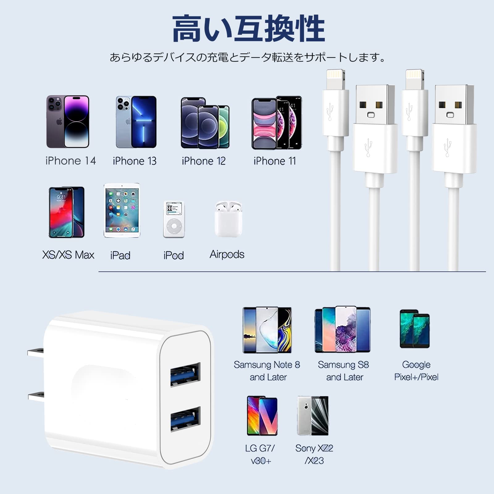 Amazon | iPhone 充電器 12W ACアダプタ【MFi/PSE認証済】 1M/1.5M
