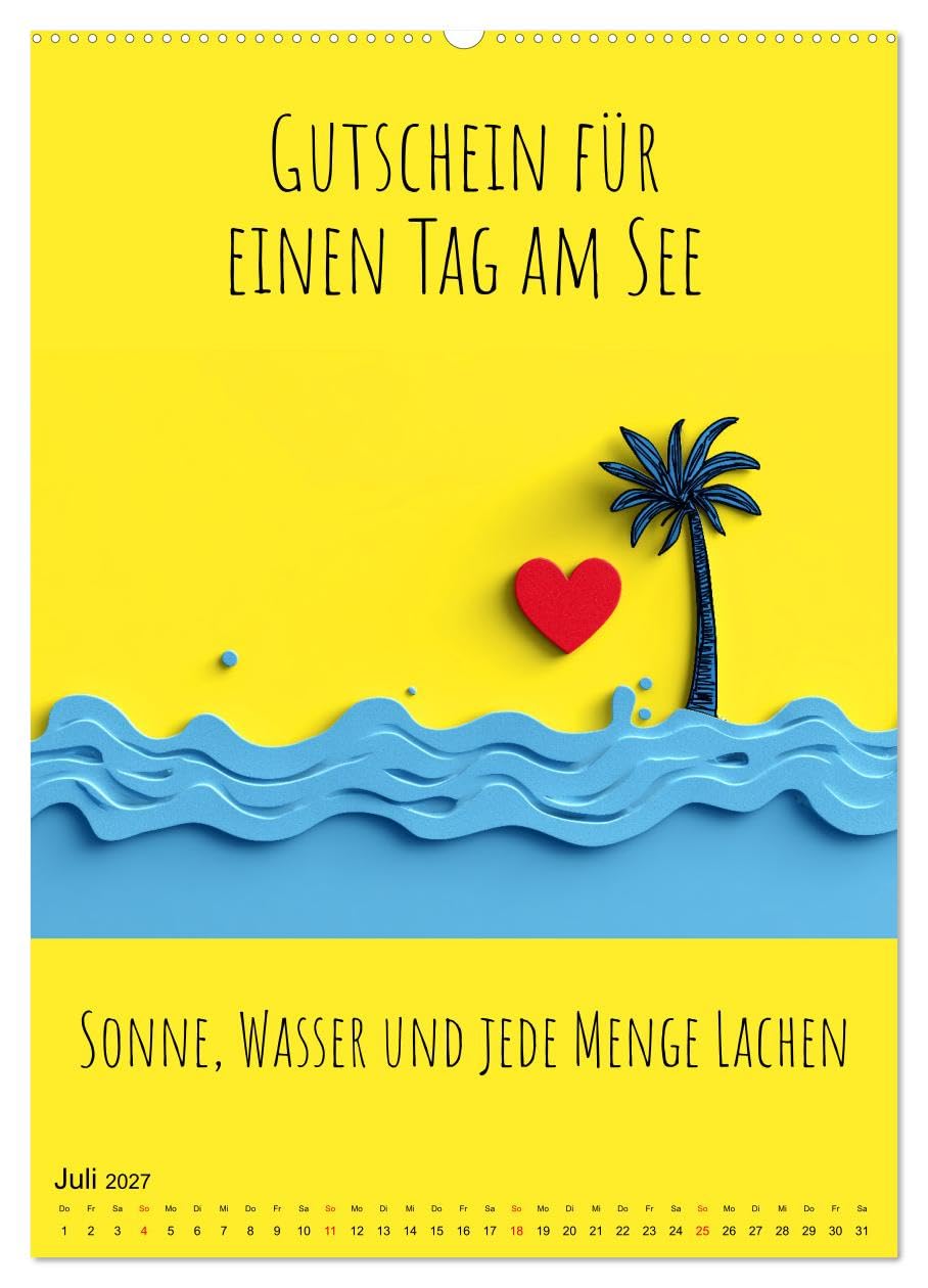 CALVENDO - Gutscheinkalender - Gutschein Karten als Geschenk der Liebe (hochwertiger Premium Wandkalender 2027 DIN A2 hoch), Kunstdruck in Hochglanz: Geschenk für Freundin, Freund und Paare Geschenk f