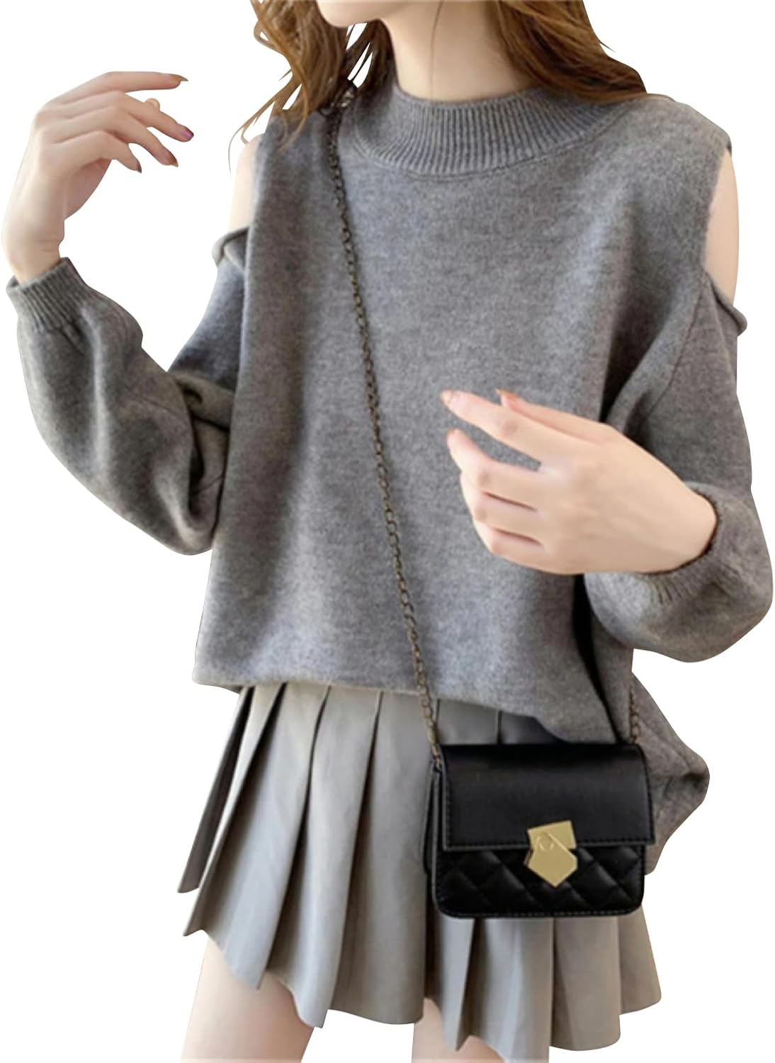 Amazon | [Dewlily] オープンショルダーニット レディース 10代 20代