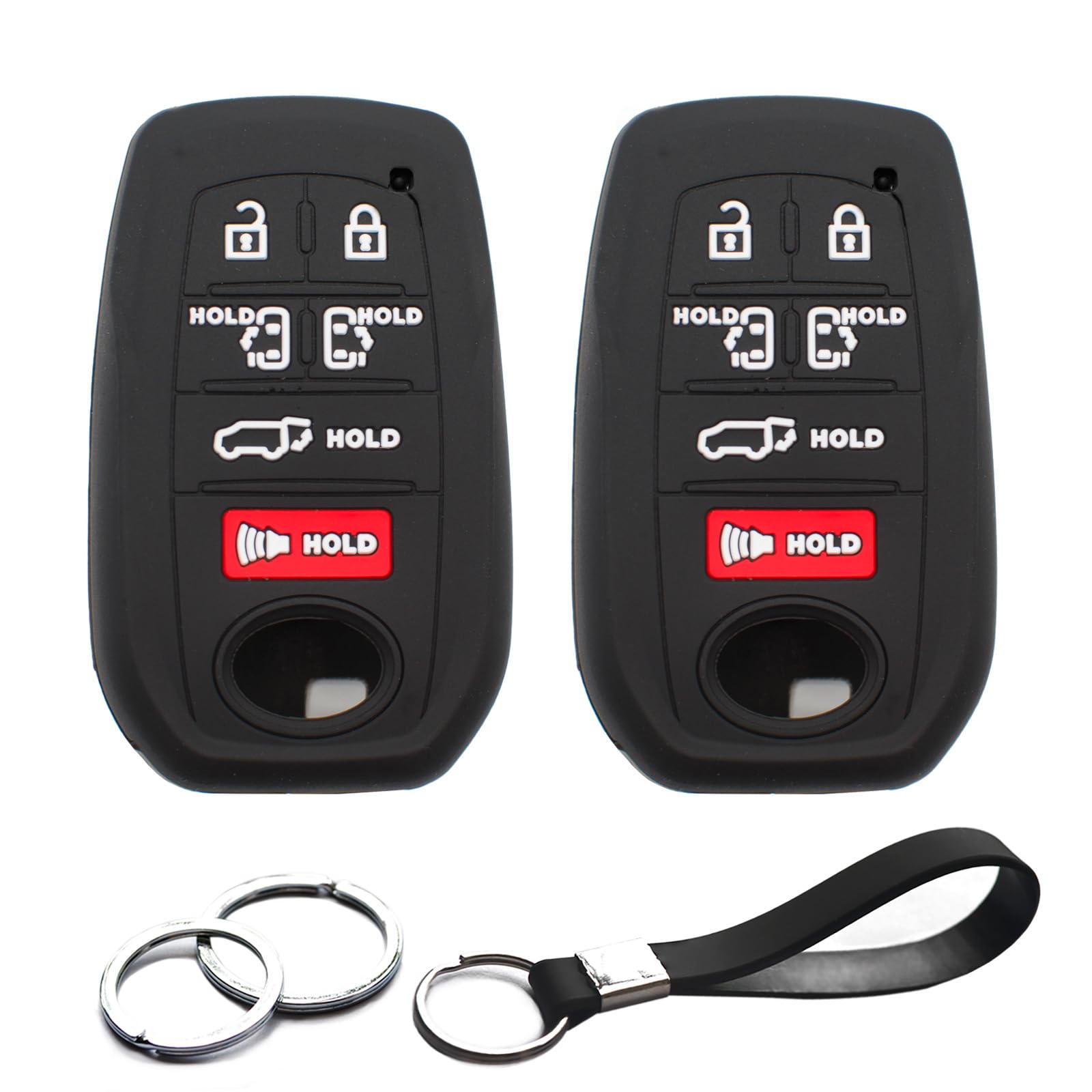INFIPAR 2pcs Compatible with Toyota Sienna Smart 6 Buttons Key Fob Cover Case Key Chain Protector Keyless Entry Remote Holder