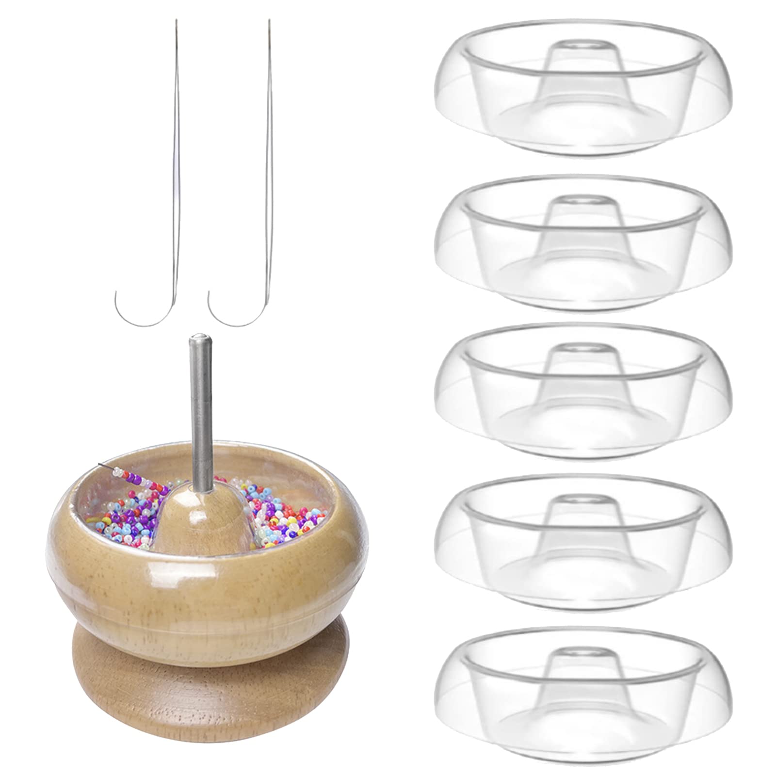 NEWFT Large Bead Spinner Set with Clear Beading Bowl and Beading Needle Beading Tools for Bracelet Jewelry Making