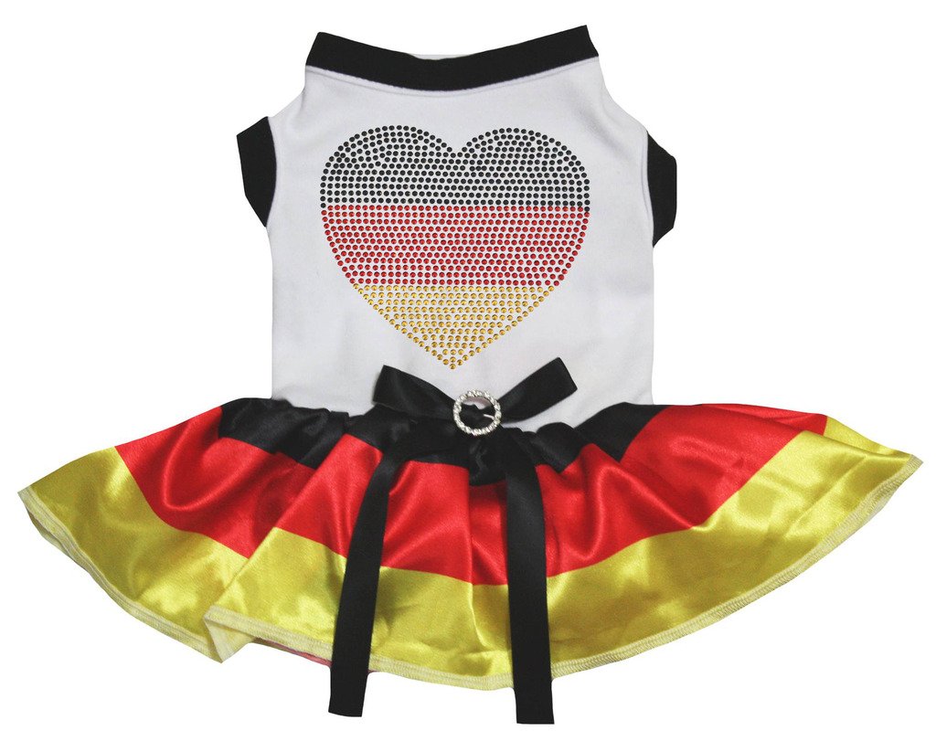 Germany Heart weißes Baumwollhemd mit Tutu-Motiv für Welpen, Größe L, Schwarz, Rot, Gelb