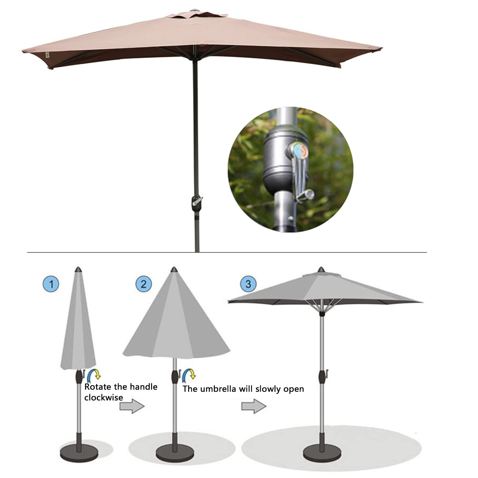 HLTYGWX Parasol ogrodowy, parasol ogrodowy na patio Rynek mebli ogrodowych Parasol z korbą Wodoodporna ochrona przed promieniowaniem UV Wędkarstwo Ogrodowy baldachim Parasol Parasol zewnętrzny
