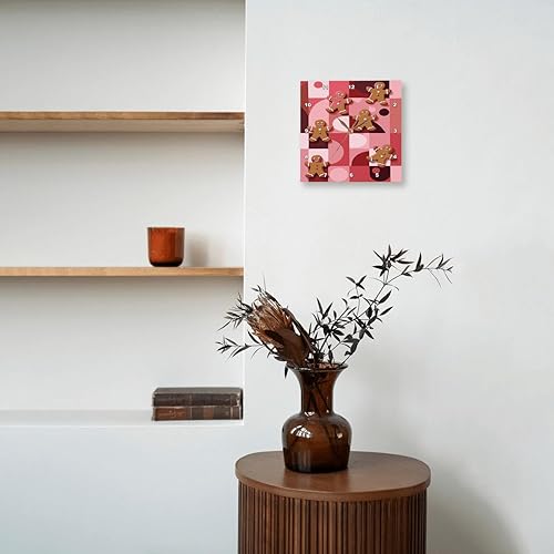 Miniatura 8 de 3dRose, Reloj de pared de 10 x 10 pulgadas para hornear galletas de Navidad retro de hombre de jengibre