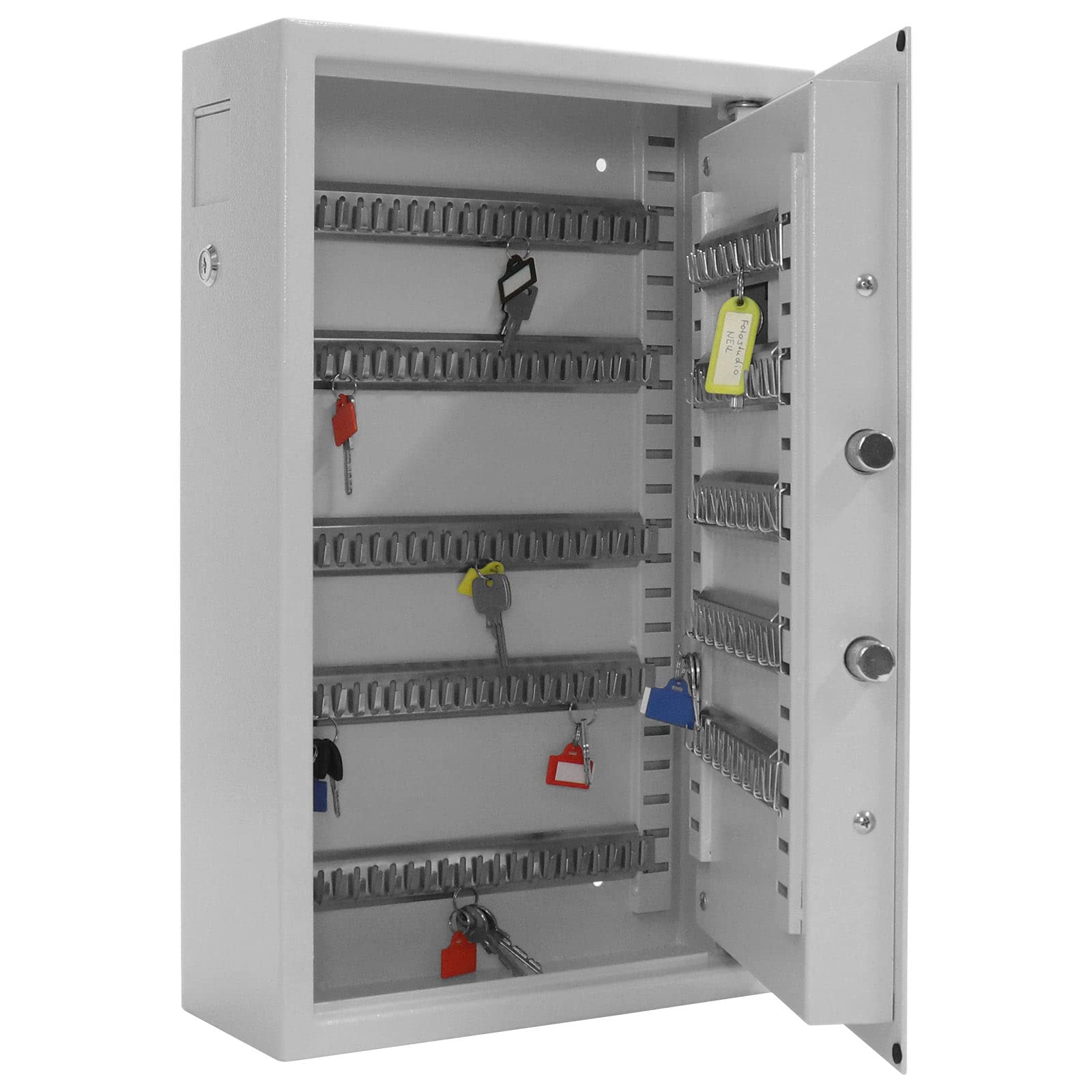 Rottner Keytronic 100 Schlüsseltresor Stahl Elektronikschloss mechanische Notöffnung Hakenleiste verstellbar 100 Schlüsselanhänger gratis inkl. Befestigungsmaterial